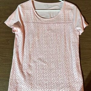 Croft & Barrow Light Pink Eyelet Short Sleeve Top
